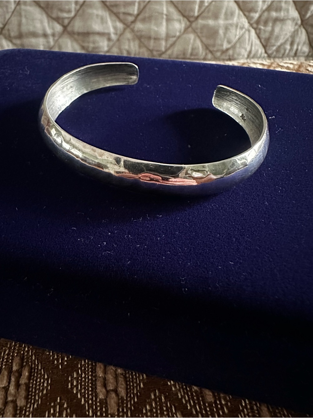 Vintage Mexico 925 Sterling Silver Hammered Open Cuff Bracelet